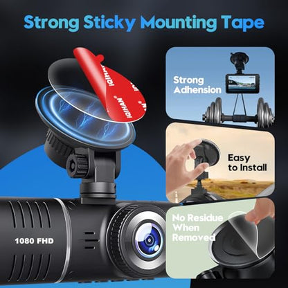 Adhesive Sticky Pads for Dash Cam Mount, 4Pcs Double-Sided Dashcam Mounting Tape, Heat-Resistant Heavy Duty Transparent Sticker Tape Replacement for Car Camera GPS Windshield Windscreen Dashboard - size: 2.2" / 56mm