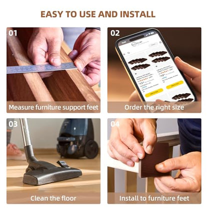 CalPalmy 3X3 Square Rubber Furniture Caster Cups with Anti-Sliding Floor Grip (Set of 8) - Customer Trusted Floor Pads for Furniture Legs and Furniture Floor Protectors - size: 3" x 3"