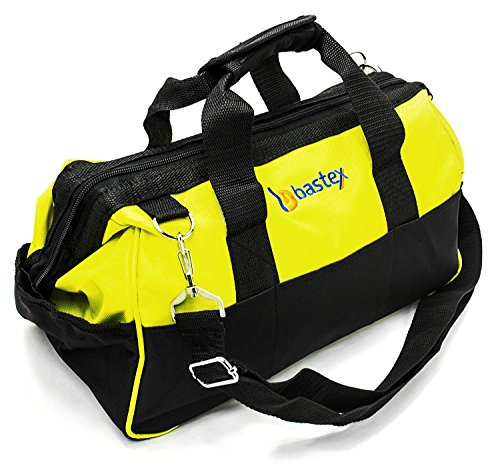 Bastex Multi Purpose Tool Bag Carrying with Adjustable Shoulder Strap. 15 inch Wide Mouth Opening with 14 Separate Pockets. Water Resistant and Perfect for the Handyman, Electricians and Plumbers
