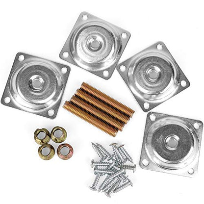 14 Degree Angled Leg Mounting Plates Furniture Table Leg Attachment Plates Brackets T-Plate M8 Sofa Legs with Hanger Bolts,Converters, Screws,Full Set of 4 - color: Furniture Leg Mounting Plates 14 Degree