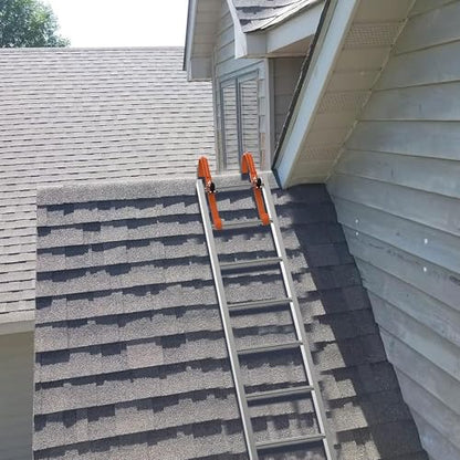 2 Pack Heavy Duty Ladder Roof Hook with Wheel Rubber Grip T-Bar for Damage Prevention,500 lbs Weight Ratin,Fast & Easy to Access Steep Roof