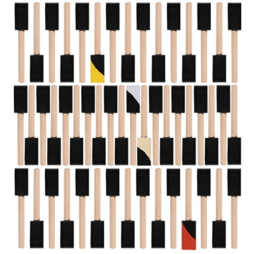 Mister Rui Poly Foam Paint Brushes 50 Pack, Sponge Paint Brushes, Mini Foam Brushes 1 Inch Wood Handle for Painting and Cleaning - color: Foam Brush Set | Pack of 50