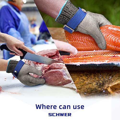 SlicePro ANSI A9 Cut Resistant Glove PR1706, Stainless Steel Mesh Metal Glove, Food Grade for Kitchen Cooking, Butcher Meat Cutting, Oyster Shucking, Mandoline, Fishing (M, 50 pairs) - size: Medium (Pack of 100), style: 1.0 Steel Wire
