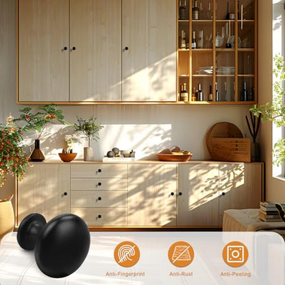 Probrico 5 Pack Cabinet Round Knobs in Black Finish,Kitchen Cabinet Pulls Hardware,1-3/16 inch(29.5mm) Diameter Furniture Pull Knobs - color: Black