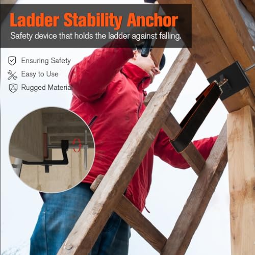 Ladder Stability Anchor, Ultimate Ladder Safety Kit, Ladder Guard Fall Protection Anchor, Anti-Slip Ladders Anchor Clamp Roof with Rack Straps