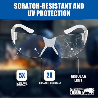 RUGGED BLUE - Bifocal Safety Glasses | Ansi Z87.1 Certified | Safety Glasses With Readers 1.5 | Scratch-Resistant Lenses | Impact-Resistant Eye Protection | Reading Goggles | 12 Pack - Clear Lens - color: 12 Pair, size: 1.5 Diopter