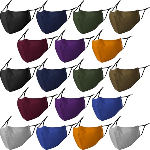 18 Pack Reusable Cloth Face Masks Washable Cotton Face Mask Adjustable Breathable Fabric Mask - color: Multicolor