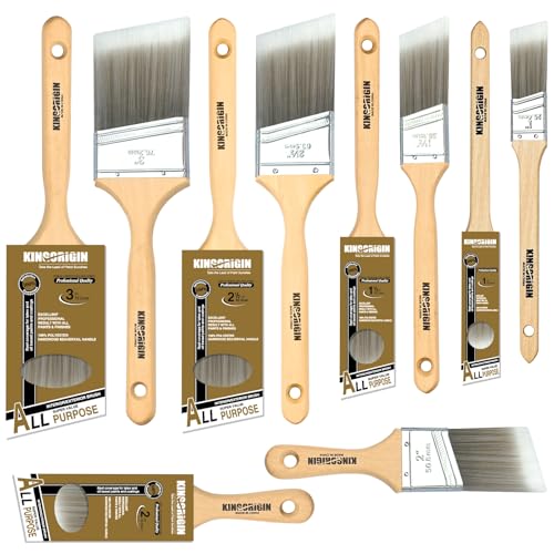 King Origin 10-Pack Professional Angled Paint Brushes Set (1", 1.5", 2", 2.5", 3") Synthetic Wall & Trim Brushes for Cutting Edges, Cabinets, Touch-Ups | Reusable Bulk Paintbrush Kit - size: Multi-size, 10 Pack