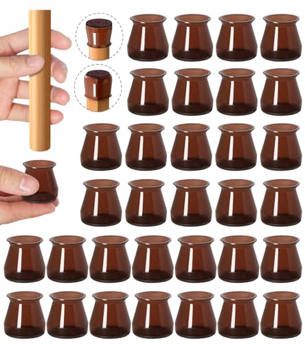 32 Pcs Chair Leg Protectors for Hardwood Floors, Silicone Felt Furniture Leg Cover Pad for Protecting Floors from Scratches and Noise, Smooth Moving, Small(Fit Round Diameter：5/16" to 1-5/16") - color: Brown-32pcs, size: Universal Small