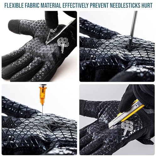 TAILI Level 3 Needle, Level 5 Puncture Resistant Work Gloves for Gardening, Touchscreen, Breathable, Grip Enhanced A7 Cut Resistant Safety Gloves, Black, Small (S), 1 Pair - color: Black