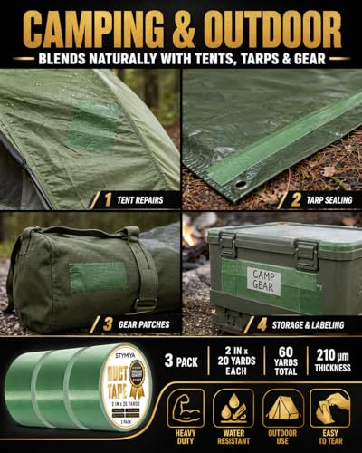 Green Duct Tape Heavy Duty: 3Rolls*2IN*20Yards Wide Waterproof Outdoor Duck Furniture Repair Tape Bulk - Strong Adhesive Weather UV Resistant No-Residue Masking Tapes Patterns Variety - color: Green, size: 3*2in*20yards