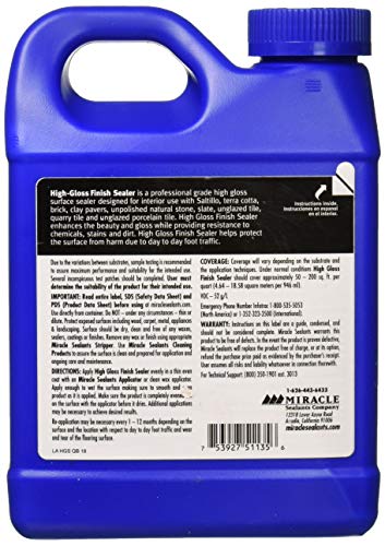 Miracle Sealants High-Gloss Finish Sealer for Tile & Stone, Water-Based, Quart - size: Quart (Pack of 1)