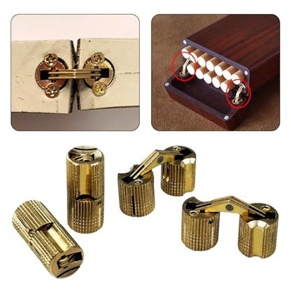 10Pcs Brass Barrel Hinges, Invisible Cabinet Furniture Hinges with 180 Degree Opening Angle, Hidden Box Hinges for DIY Jewelry Box Hand Craft (M12x27mm) - color: M12x27mm
