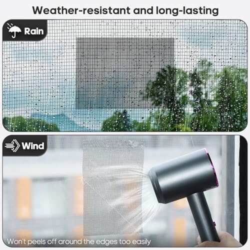 Secopad 5" x 7" Black/Grey Screen Repair Kit, 6 PCS Window Screen Patch Repair Tape for Mesh Window Door, Strong Adhesive Fiberglass Mesh Pacth Tape - color: Black