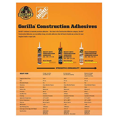 GORILLA 9 oz. Max Strength Construction Adhesive Clear (12-Pack)