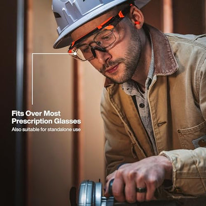 KLEIN TOOLS 03006 Over-The-Glasses Safety Glasses, Clear Lens, ANSI Z87.1+ and CSA Z94.3 Certified, Anti-Fog and Scratch Resistant, UV Protection, Fits Over Prescription Eyewear - size: Over-the-Glasses, Clear