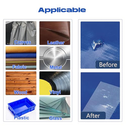 5 in x 39FT RV Awning Repair Tape Kit – Heavy Duty Waterproof Tear Repair Patch for Tarp, Canvas, Tent, Fabric, Canopy, Boat Covers, Sail – Clear Reinforced Fiberglass Repair Tape (6IN×39FT) - size: 6IN×39FT