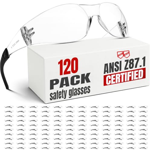 ANSI Z87.1 Clear Safety Glasses120 pack, Safety Glasses for men women, Scratch&Impact-Resistant eye protection glasses for construction, outdoor work, lab, school - color: 120pcs-clear