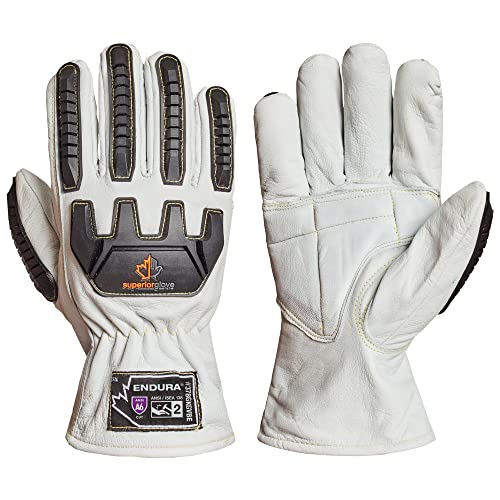 Superior Glove Endura Goatskin Leather Work Gloves Arc Flash Cut Resistant Safety Hand Protection - size: Large, style: Impact/Cut