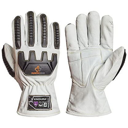 Superior Glove Endura Goatskin Leather Work Gloves Arc Flash Cut Resistant Safety Hand Protection - size: Medium, style: Impact/Cut