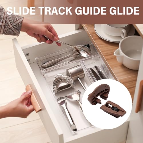 8 Sets Drawer Slides Replacement, Compatible with Kenlin Rite-Trak II Drawer Track Guide Repair Kit for Dresser/Nightstand Drawers with Screws - size: 8 Sets, style: NO Metal Back Plate