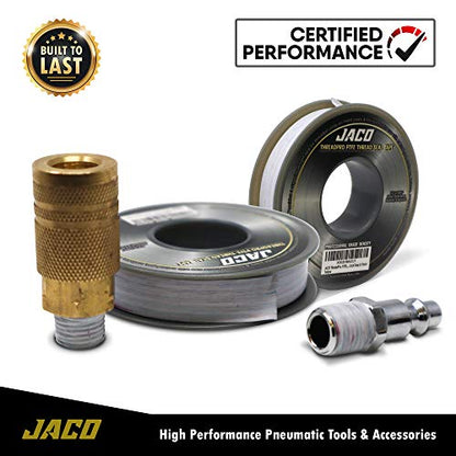 JACO ThreadPro High-Density Thread Seal Tape - 1/2" x 125 ft. (Mega Roll) | Professional PTFE Pipe Sealant | Plumbers Tape (2-Pack) - size: 1/2" x 125 ft (2-Pack)