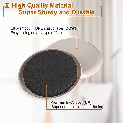 Furniture Sliders for Carpet, 16 PCS - 3.5 Inch Reusable Furniture Movers Sliders, Heavy Duty Furniture Moving Pads for Easily and Safely Move Your Furniture - size: 3.5 Inch 16 Pcs