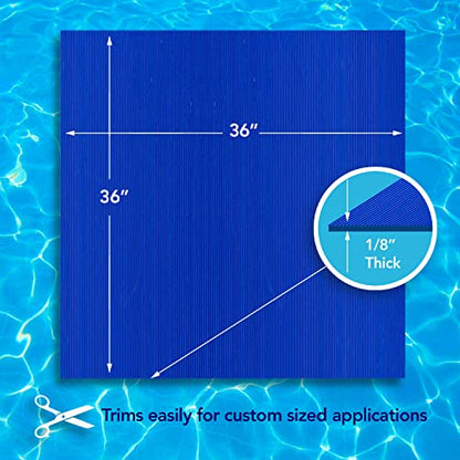 RESILIA Stay-Put Swimming Pool Ladder Mat - Non-Slip, Wide Ribbed, Protective Pad, 36 Inches x 36 Inches, 0.125 Inch Thick, Royal Blue, Made in USA - color: Royal Blue