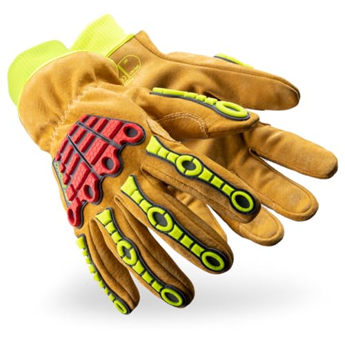 HexArmor Chrome Series Arctic 4090IMPW Winter Work Gloves | Level A8 Cut Resistance | Back-of-Hand Impact Protection | C40 Thinsulate Liner | Oil-Resistant IronHide Leather | Medium - color: Chrome Series 4090impw | Cold Weather, size: Medium