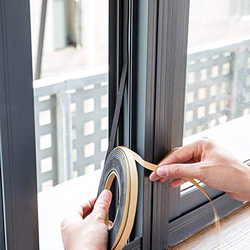 Adhesive Foam Tape 3-Pack, 1/4 Inch Wide X 1/8 Inch Thick, High Density Weather Stripping for Doors & Windows, Seal Strip with Sliding Door Design, 59 Feet Total (19.7ft x 3 Rolls) - size: 1/4in * 1/8in * 59ft