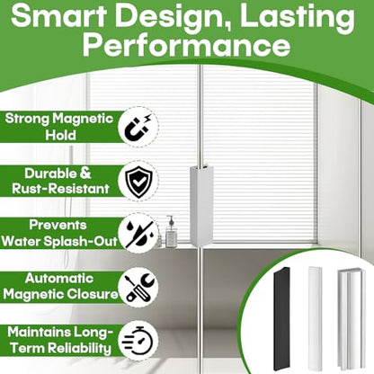 3" Shower Door Magnet Latch Replacement Kit with Metal Strike & Magnet Fit for 1/8", 5/32", 3/16", 1/4" Thick Swing Glass Flush Shower Doors and Frameless Shower Doors Handles