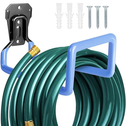 PeoMev 2PCS Hose Hanger Wall Mount - Metal Garden Hose Storage Water Hose Holders for Outside Heavy Duty Hose Reel for Water Hose - color: 2pc Blue