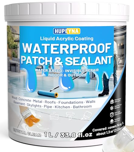 Hupeyna Liquid Waterproof Sealant, Invisible Water Proof Agent, Anti-Leakage Repairing Transparent Waterproof Coating, Indoor and Outdoor Water-Based Waterproofing Glue 1L