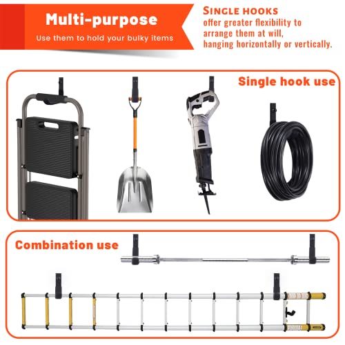 8 Pack Garage Storage Hooks, Ladder Hangers, Steel Wall Mount Hooks, Utility Hooks for Hanging Heavy Duty Shed Tools, Ropes, Garden Hoses, Shovel, Bulk Items, etc.（88lbs, 4Inch） - size: 8 Pack (4 inch)