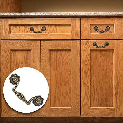 Uenhoy 6 Pcs 3 Inch Bail Handle Drop Pulls Vintage Drop Bail Drawer Pulls Antique Bronze Cabinet Pull Handles (3" Hole Spacing, 4" Total Length) (Pack of 2) - size: 3 Inch Hole Spacing (Pack of 2)