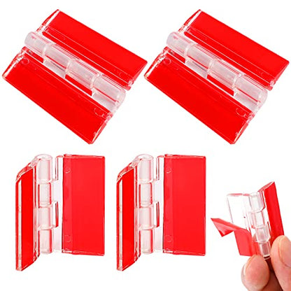 4 Pcs Transparent Plastic Hinges - Acrylic Piano Hinge Self-Adhesive Tools for Cabinet & Drawer Furniture DIY Display Stand (65x40 mm) - size: 65 X 40 Mm