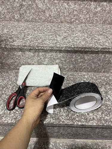 COSIMIXO 1" x 35Ft Heavy Duty Anti Slip Tape,Best 80grit Friction,Grip,Abrasive for Stairs Outdoor/Indoor Waterproof Grip Tape Safety Non Skid Tread Staircases Anti-Slip Traction Tape Black - size: 1" x 35Ft Black