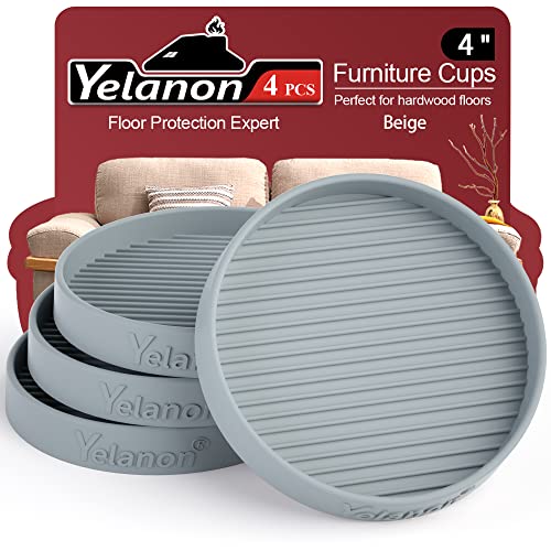 Furniture Coasters - 4 Pcs 4”Round Furniture Caster Cups - Non Slip Pads Hardwoods Floors Non Skid Furniture Grippers Rubber Furniture Feet Anti Slide Floor Protector for Bed Couch Stoppers Gray - color: 4pcs4"round Gray