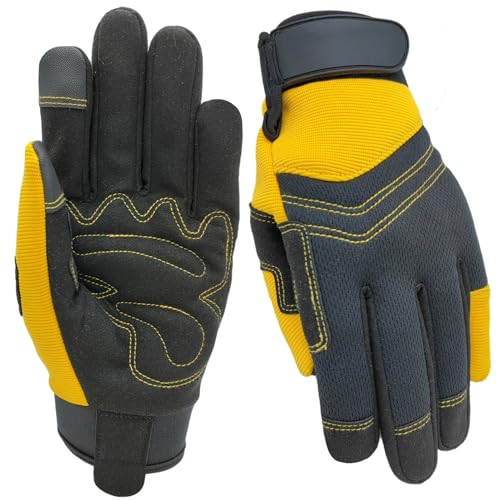 Thorn Proof&Puncture Resistant Gardening Gloves with Grip,Garden Glove for Women, Leather Yard Work Gifts - color: 1 Pair Per Pack-yellow Work Gloves, size: Medium
