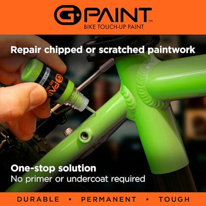 Bike Paint - Touch-Up Paint Kit for Scratched or Chipped Frames - 4 Pack of 10ml Bottles - Black/White/Red/Cyan. Mix to Color Match. Includes Applicator Brush, Durable, Permanent & Tough