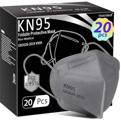 Hotodeal KN95 Face Mask 20 PCS,5 Layers Cup Dust Mask Against PM2.5 from Fire Smoke, Dust, for Men, Women, Essential Workers(Grey) - size: 20 Count (Pack of 1)