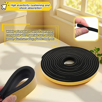 Durable Weather Seal Foam Tape: Strong Adhesive,Noise Reducing & Energy Saving,High-Density CR Foam Material,1/2" x 1/4" x 26 ft for Doors,Windows,AC - Easy Peel & Stick Seal Strip - size: 1/2 In x 1/4 In x 26Ft