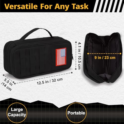 Tactical Tool Bag for Men,Wide Mouth Tool Pouch with Water-Resistant, Multi-purpose Range Bags with Zipper Handle,Heavy Duty Small Tool box organizer for Repairman, Carpenters, Handyman - color: Black