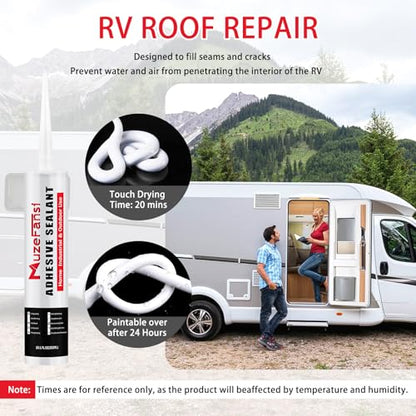 RV Roof Sealant, 2 Packs Non-Leveling Lap Sealant for RV Roofs - Non-Sag Silicone Caulk Waterproof Flexible Sealants for Campers Exterior Repairs, Trailers, Windows, Vents, White - style: 2 Packs Non Leveling