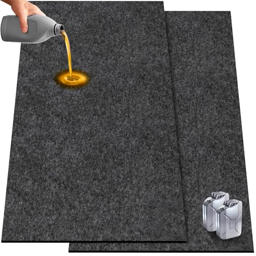 2 Pack 36 x 60 Inch Premium Oil Spill Mat,Garage Floor Mat for Under Car,Highly Absorbent Maintenance Mat Protect Your Floor from Oil Drips, Spills, Splashes and Stains - size: GFM-60x36IN-2PC