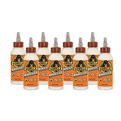 Gorilla Wood Glue; 8 Ounce Bottle; Natural Wood Color; (Pack of 8) - size: 8 Ounce (Pack of 8)