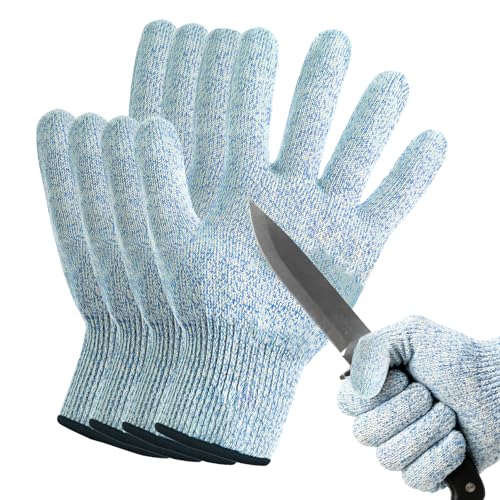 4 PCS Cut Resistant Gloves for Kids 4-6 Years Level 5 Protection Cutting Glove Food Grade for Cook Garden Whittling - color: Blue, size: XXS(4-7 years old)