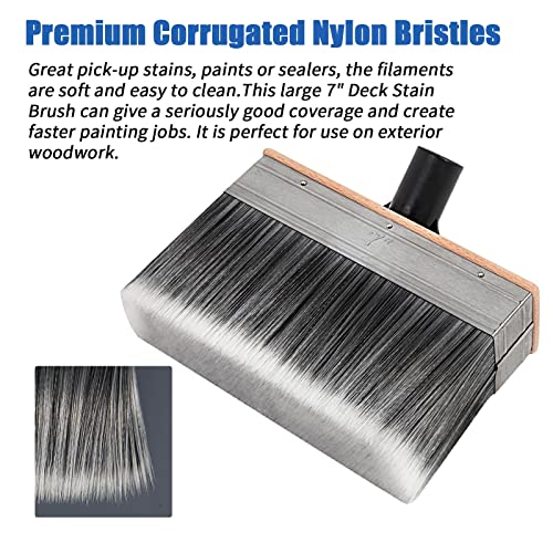 7-Inch Deck Stain Brush Applicator for Applying Paints, Sealers on Wood, Fence, Brick, Concrete Walls - Heavy-Duty Outdoor Oil Staining Brush