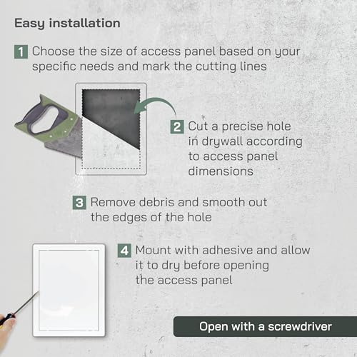 Vent Systems White ABS Plastic Access Panel 6 x 8 Inch (Cut-Out) - Access Door for Drywall, Wall, Ceiling - Electrical, Plumbing Service Wall Hole Cover - Inspection Door - 6.6 x 8.6 Inch (Outer) - size: 6 X 8 Inch / 150 X 200 Mm