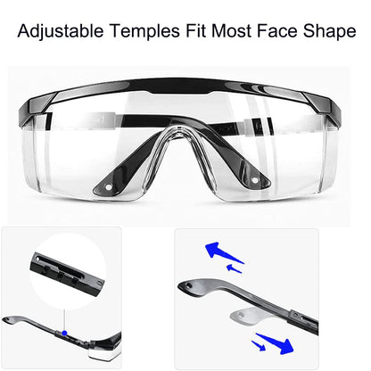 Safety Glasses, Anti-fog Eye Protective Glasses Scratch Resistant Clear Wraparound Lenses Safety Goggles and No-Slip Grips, Adjustable Temples Lab Goggles - color: Clear&black